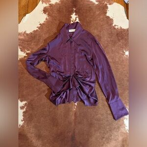Farinaz Taghavi silk blend top 
size 6
Deep purple!